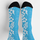 Hawaii Tropical Hibiskus Blume Gemustert Blue Socken (Oben)