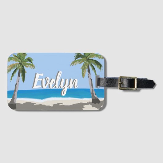 Hawaii Tropical Palm Tree Beach Personalized Gepäckanhänger (Vorderseite (Horizontal))