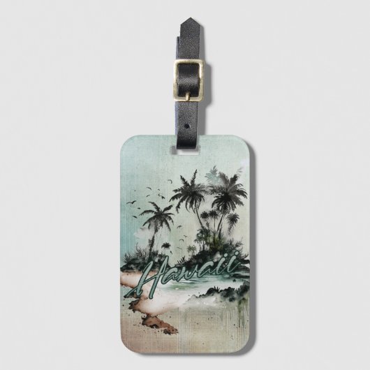 Hawaii Tropical Palm Tree Island Gepäckanhänger (Vorderseite Vertikal)