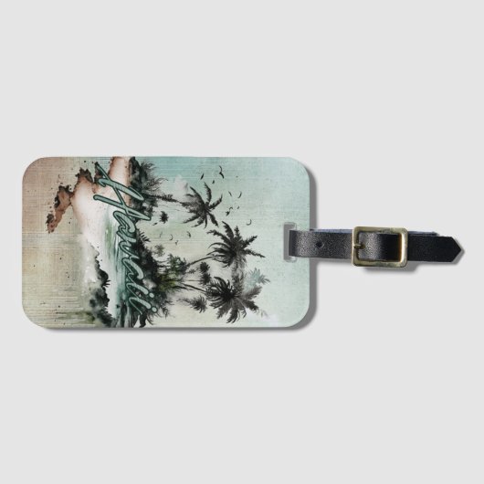 Hawaii Tropical Palm Tree Island Gepäckanhänger (Vorderseite (Horizontal))