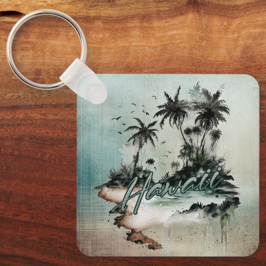 Hawaii Tropical Palm Tree Island Schlüsselanhänger (Vorderseite)