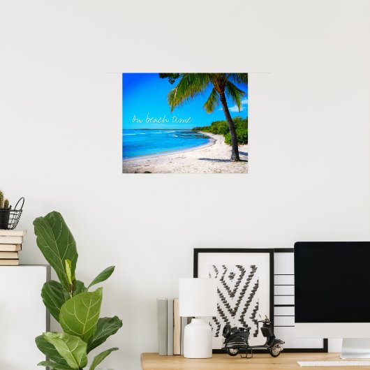 Hawaii Tropical Palm Tree Sand Foto on Beach Time Poster (Heimbüro)