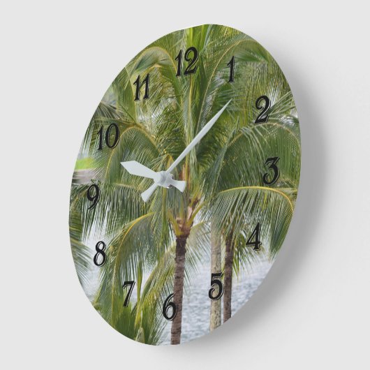 Hawaii Tropical Palm Trees Große Wanduhr (Winkel)