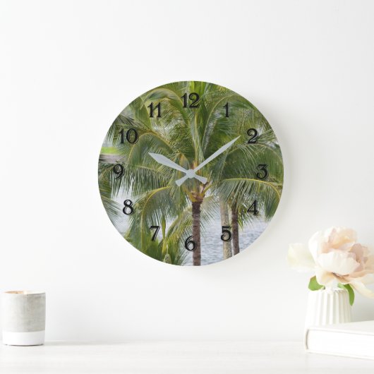 Hawaii Tropical Palm Trees Große Wanduhr (Zuhause)