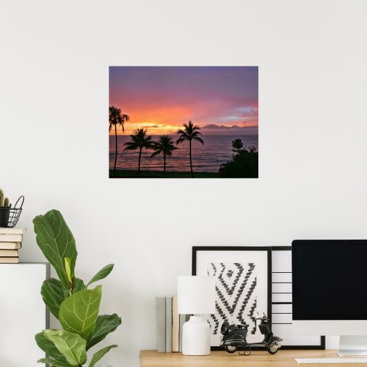 Hawaii Tropical Sunset am Strand Poster (Heimbüro)