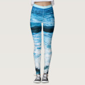 Hawaii Tropical Turquoise Blue Ocean Waves Foto Leggings (Vorderseite)
