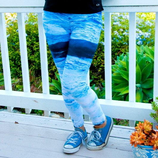 Hawaii Tropical Turquoise Blue Ocean Waves Foto Leggings