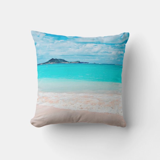 Hawaii Tropical Turquoise Ocean Sandy Beach Foto Kissen (Vorderseite)