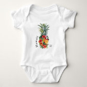 Hawaii Tropische Ananas mit Blume, Familienname Baby Strampler (Vorderseite)