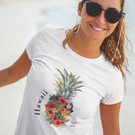 Hawaii Tropische Ananas mit Blume, Familienname T-Shirt