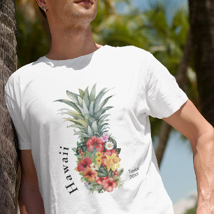 Hawaii Tropische Ananas mit Blume, Familienname T-Shirt