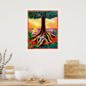 Hawaii, tropische Insel, Meerjungfrau unter einem Poster (Küche)