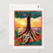 Hawaii, tropische Insel, Meerjungfrau unter einem Postkarte (Vorne/Hinten)