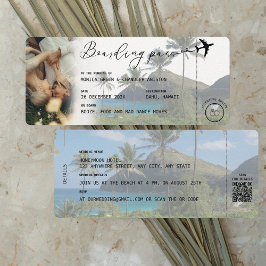 HAWAII Tropischer Boarding Pass QR Foto Hochzeit Einladung