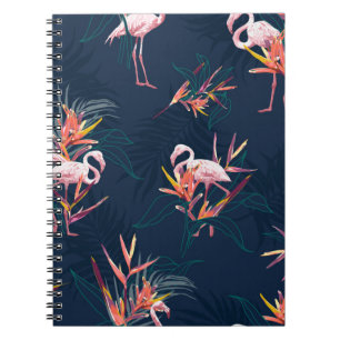 Hawaii Tropischer Flamingo mit Bird of Paradise Fl Notizblock
