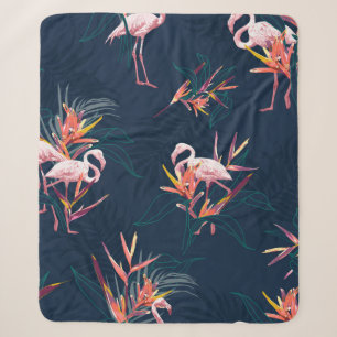Hawaii Tropischer Flamingo mit Bird of Paradise Fl Sherpadecke