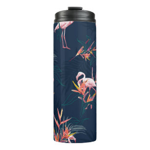Hawaii Tropischer Flamingo mit Bird of Paradise Fl Thermosbecher