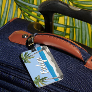 Hawaii-Tropischer-Palmbaum-Strand-Personalisiert Gepäckanhänger