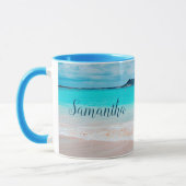 Hawaii tropisches blaues Meer Sandstrand Foto Name Tasse (Links)