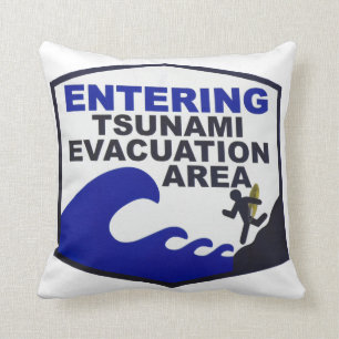 Hawaii Tsunami Sign for Beach House Kissen