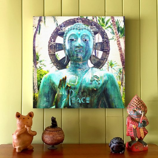 Hawaii Türkise Blue Buddha Statue Foto Peace Leinwanddruck