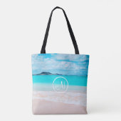Hawaii türkisfarbener Sandstrand Foto monogramm Tasche (Rückseite)