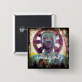 Hawaii Turquoise Buddha Foto Imagine Script Bold Button (Vorne & Hinten)