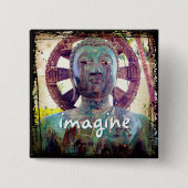 Hawaii Turquoise Buddha Foto Imagine Script Bold Button (Vorderseite)