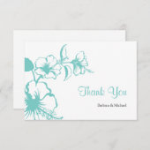Hawaii Turquoise Hibiskus Hochzeit in Urlaubsort Dankeskarte (Vorne/Hinten)