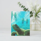 Hawaii Turtle and Snorkelers Postkarte (Stehend Vorderseite)