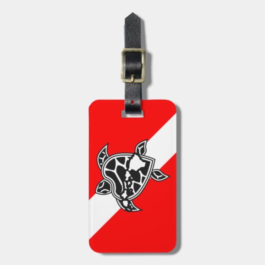 Hawaii Turtle Dive Flag Gepäckanhänger (Vorderseite vertikal)