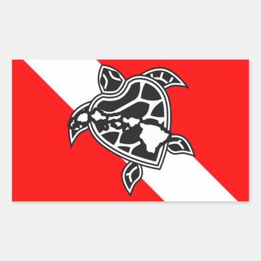 Hawaii Turtle Dive Flag Rechteckiger Aufkleber (Vorderseite)