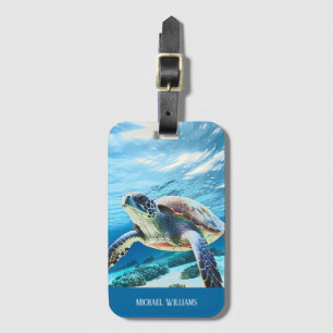Hawaii Turtle Honu Foto Monogram Gepäckanhänger