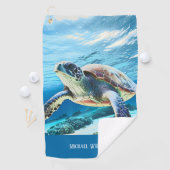 Hawaii Turtle Honu Foto Monogram Golfhandtuch (Insitu)