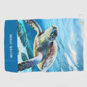 Hawaii Turtle Honu Foto Monogram Golfhandtuch (Horizontal)