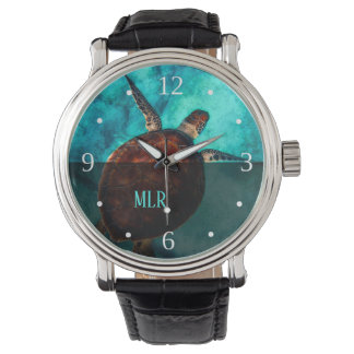 Hawaii Turtle Honu Monogram Armbanduhr