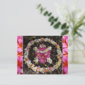 Hawaii Turtle Honu Plumeria Summer Blume Paradise Postkarte (Stehend Vorderseite)