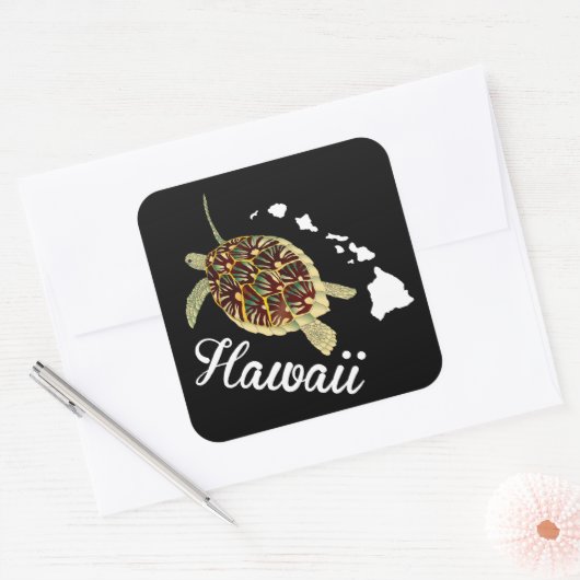 Hawaii Turtle Quadratischer Aufkleber (Umschlag)