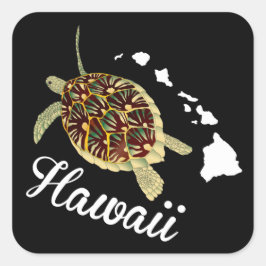 Hawaii Turtle Quadratischer Aufkleber