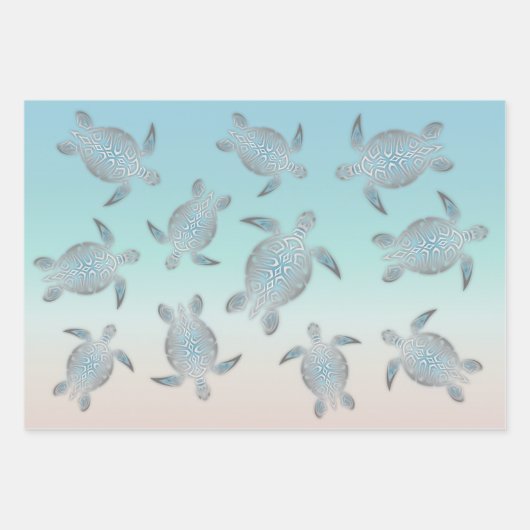 Hawaii Turtles Martim Nautical Geschenkpapier Set (Vorderseite)