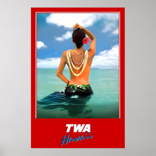 Hawaii TWA Trans World Airlines Reiseplakat Neu Poster