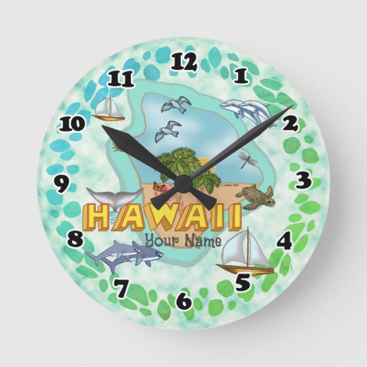 Hawaii-Uhr Runde Wanduhr (Vorderseite)