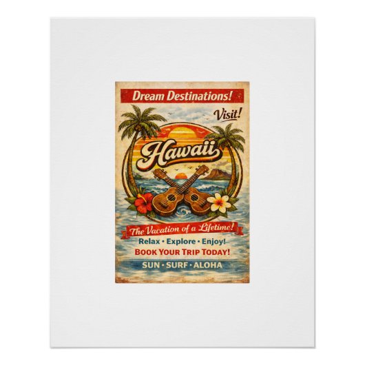 Hawaii & Ukulele Poster (Vorderseite)