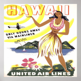 Hawaii - United Air Lines (1950) Vintag Poster