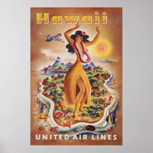 Hawaii - United Reiseposter Poster