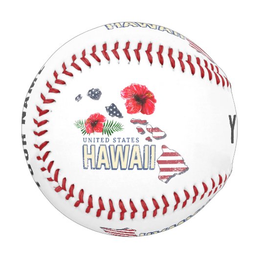 Hawaii United Staaten Retro Staat Map USA Souvenir Baseball (Vorderseite Links)