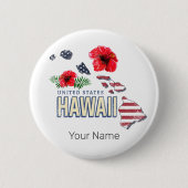 Hawaii United Staaten Retro Staat Map USA Souvenir Button (Vorderseite)