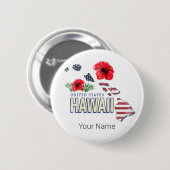Hawaii United Staaten Retro Staat Map USA Souvenir Button (Vorne & Hinten)