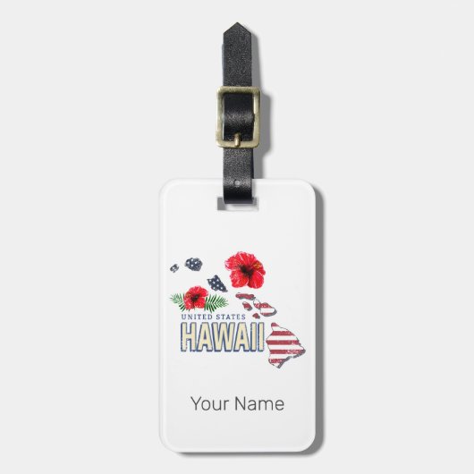 Hawaii United Staaten Retro Staat Map USA Souvenir Gepäckanhänger (Vorderseite vertikal)