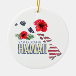 Hawaii United Staaten Retro Staat Map USA Souvenir Keramik Ornament